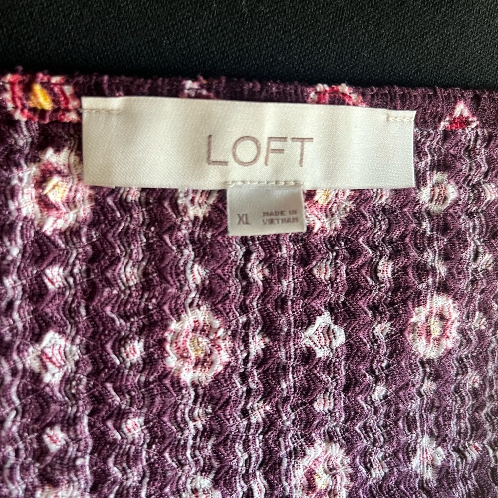 LOFT Maroon Patterned Textured Top - Picture 8 of 9